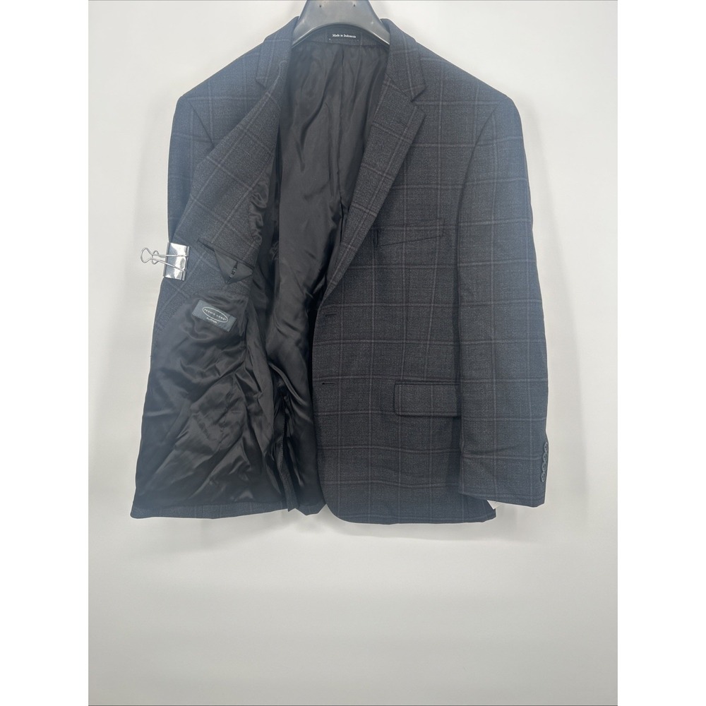 Pronto Uomo Platinum Gray Windowpane Wool+Polyester 44S Blazer Sport Coat Jacket